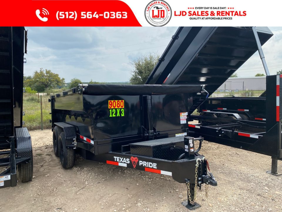 New 2027 Texas Pride - 7' x 12' x 3' Dump Trailer - 16K - Tarp - Ramps