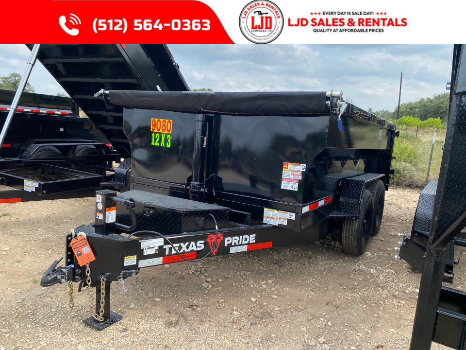 New 2027 Texas Pride - 7' x 12' x 3' Dump Trailer - 16K - Tarp - Ramps