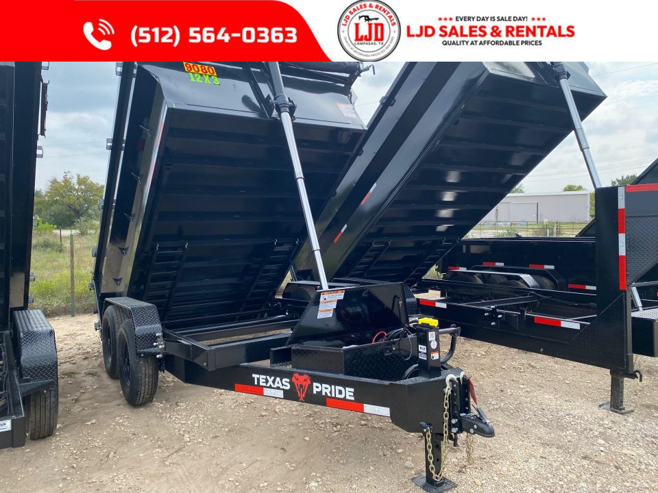 New 2027 Texas Pride - 7' x 12' x 3' Dump Trailer - 16K - Tarp - Ramps