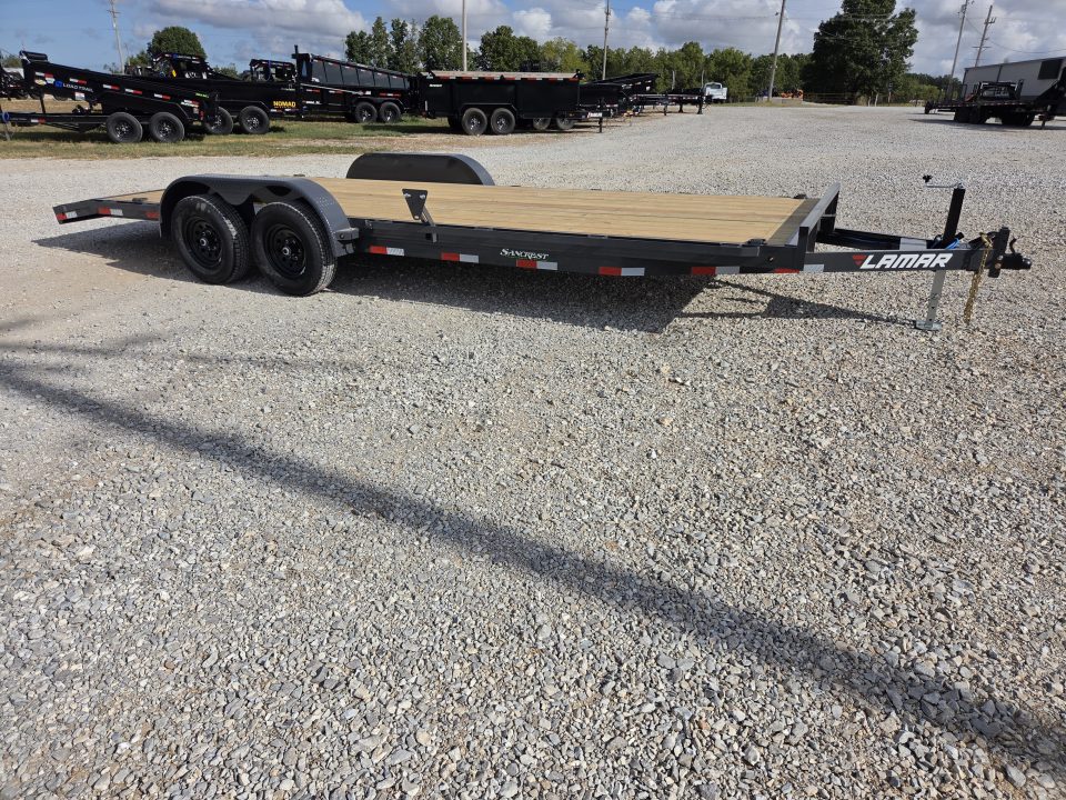 New 2027 Lamar 83X22 TANDEM 10K CAR HAULER W/2' STEEL DOVE & SLIDEOUT RAMPS