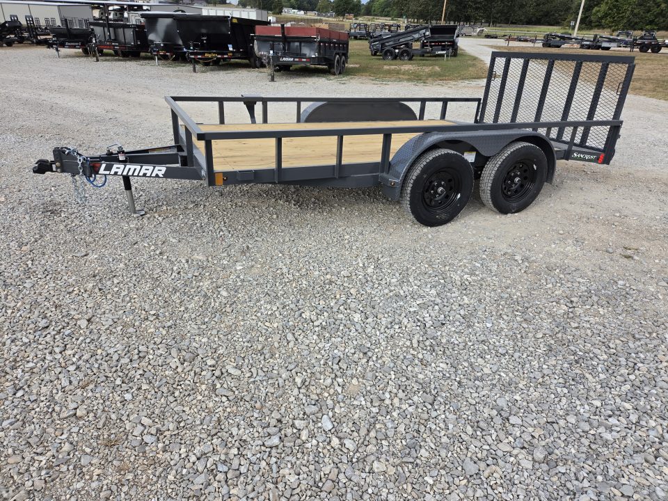 New 2027 Lamar 83X14 TANDEM 7K TUBETOP UTILITY W/2' STEEL DOVE & 3' SPRING GATE