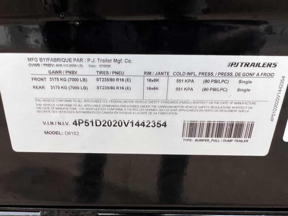 New 2027 PJ Trailers 16' D8 Deckover Dump Trailer