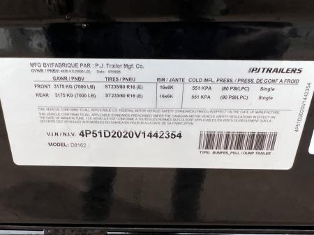 New 2027 PJ Trailers 16' D8 Deckover Dump Trailer