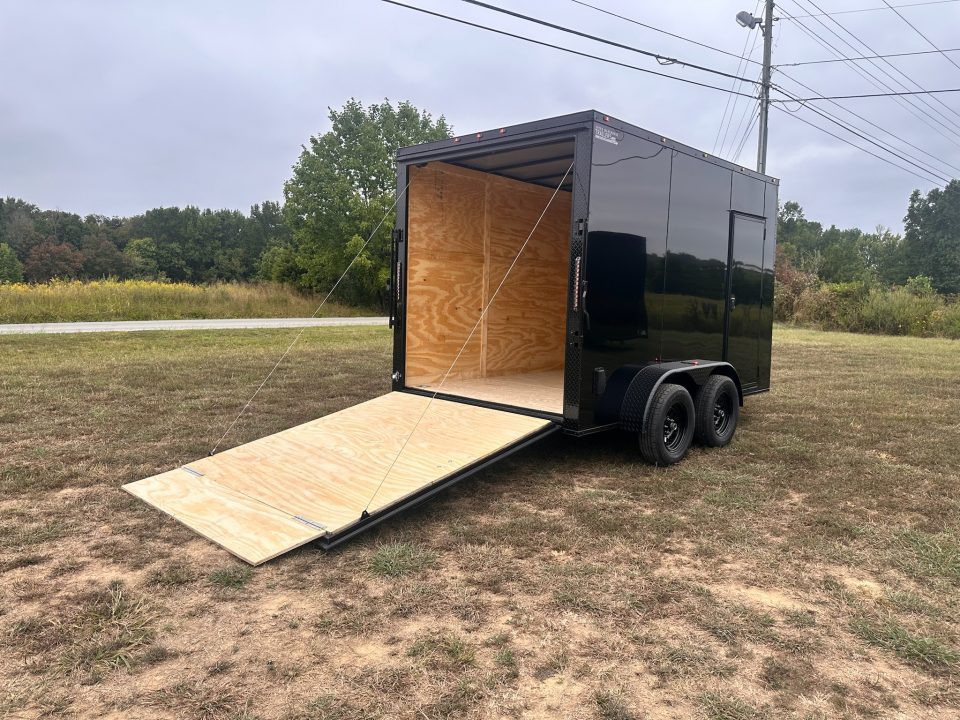 New 2027 7X12 Enclosed Trailer-3500LB Tandem Axle-7'ft Interior-Black Poly-Blackout