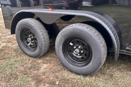 New 2027 7X12 Enclosed Trailer-3500LB Tandem Axle-7'ft Interior-Black Poly-Blackout