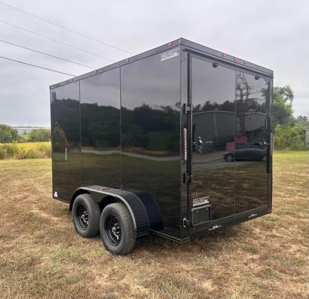 New 2027 7X12 Enclosed Trailer-3500LB Tandem Axle-7'ft Interior-Black Poly-Blackout
