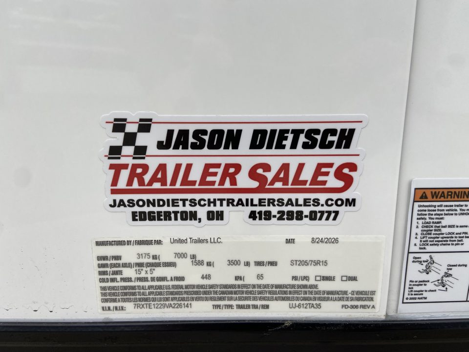 New United Trailers UJ-6X12 Cargo Enclosed Trailer