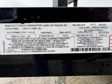 New 2027 Commander Trailers 6X12UD3K Utility Trailer