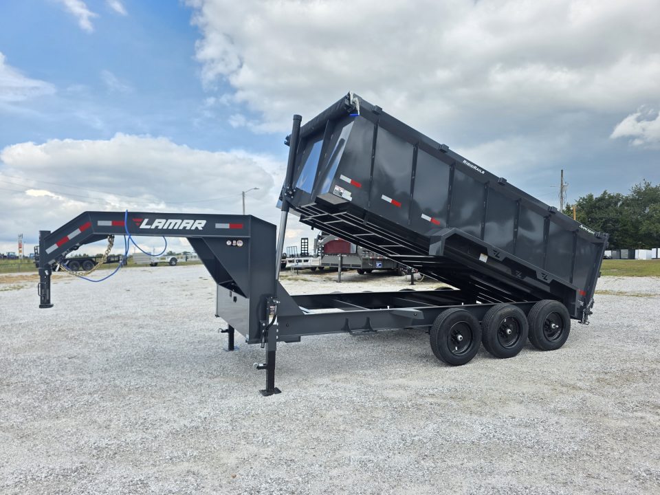 New 2027 Lamar 83X16 TRIPLE 21K TELESCOPIC GOOSENECK DUMP W/48" SIDES & 17.5"/16PLY