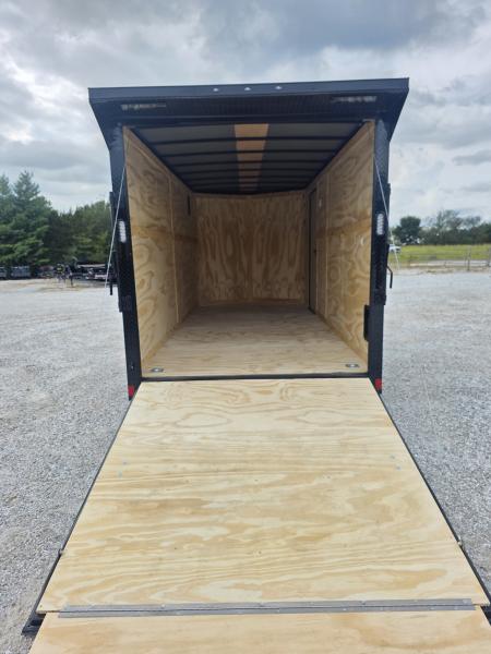 New 2027 Rock Solid Cargo W/ RAMP DOOR/ .08 SEMI SCREWLESS/ BLACKOUT PKG/ 7X16 7' Tall / REAR SPOILER/