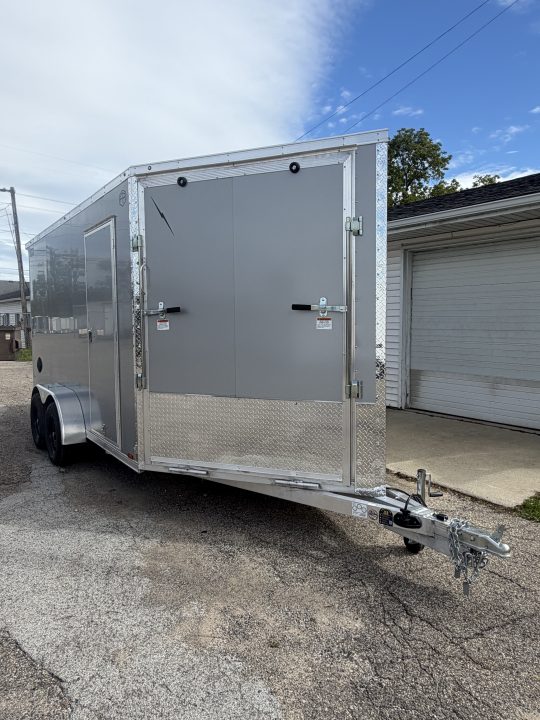 New 2027 7 X 19 Lightning 2 Place Enclosed Snowmobile Trailer Tandem Axle with 7ft Interior