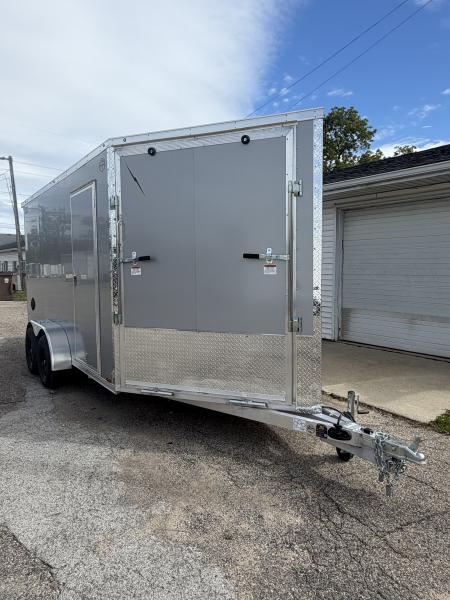 New 2027 7 X 19 Lightning 2 Place Enclosed Snowmobile Trailer Tandem Axle with 7ft Interior