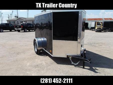 New 2027 Covered Wagon Trailers 5x8 Single Axle Cargo Trailer / Enclosed Trailer / Swing Door / LED's / .080 Black Semi-Screwless Exterior