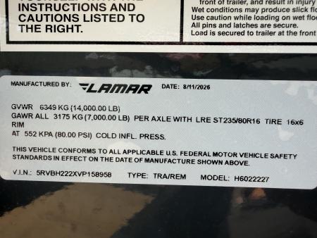 New #158958 2027 LAMAR H6 22 X 102 TANDEM AXLE 14K EQUIPMENT GOOSENECK W/ SLIDE IN RAMPS