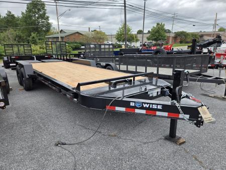 New 7 x 22 BWISE EF22-14-HD Equipment Trailer, 15.4K GVWR ***I-Beam Frame, Full-Width Ramps, Winch Mount, 3' Self-Cleaning Dovetail