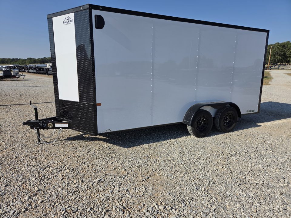 New 2027 Rock Solid 7X16 TANDEM 7K CARGO W/BLACKOUT TRIM .080 EXTERIOR 7' HEIGHT & RAMP DOOR