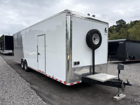 Used 2023 Spartan 30' Custom Build Enclosed Trailer, 8' Interior, 14K GVWR, Dual A/C Units, Polycor, Insulated, Custom Shelving, E-Track, Fridge, Toolbox