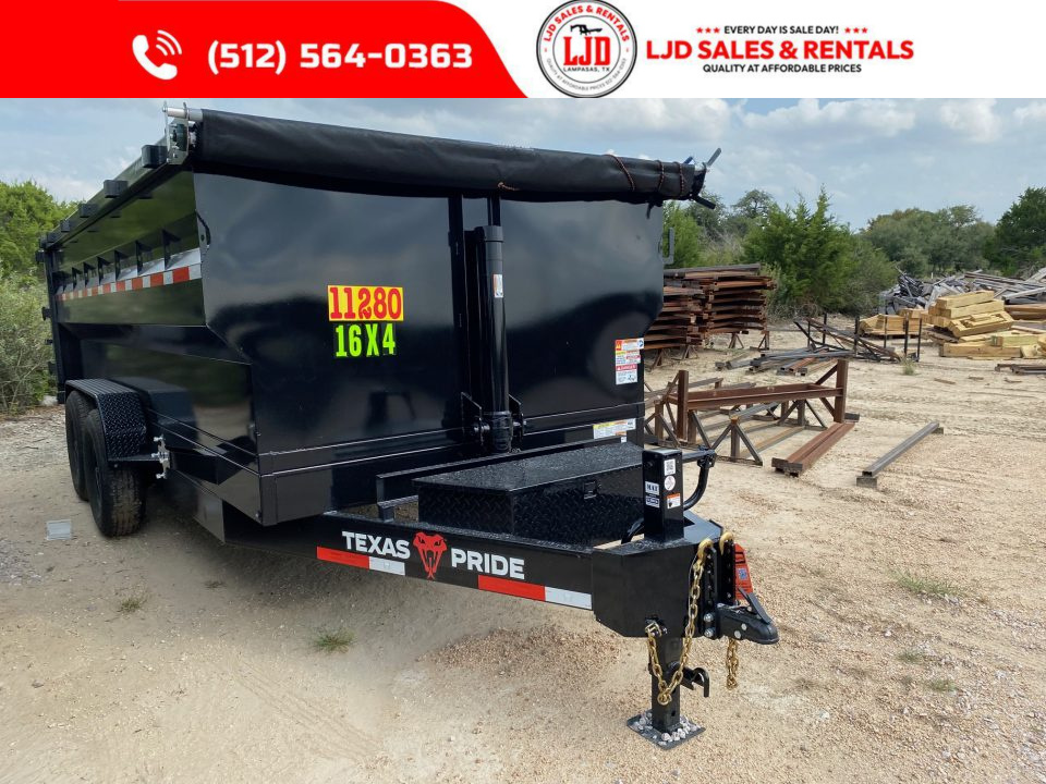 New 2027 Texas Pride - 16'x4' - Tarp - 16K GVWR - 3/16" Floor - Ramps - Dump Trailer