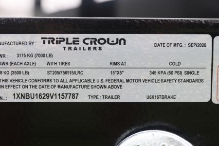 New 2027 6X16 Triple Crown Utility Trailer