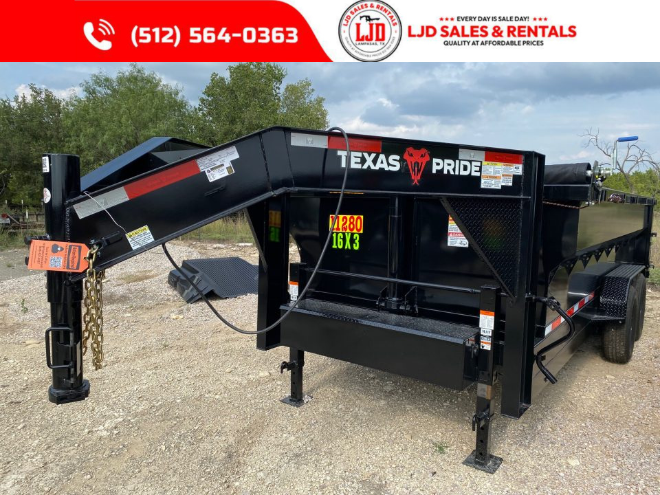 New 2027 Texas Pride - 16'x3' - Tarp - 16K GVWR - Spreader - Ramps - Dump Trailer