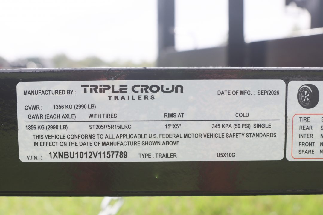 New 2027 5X10 Triple Crown Utility Trailer