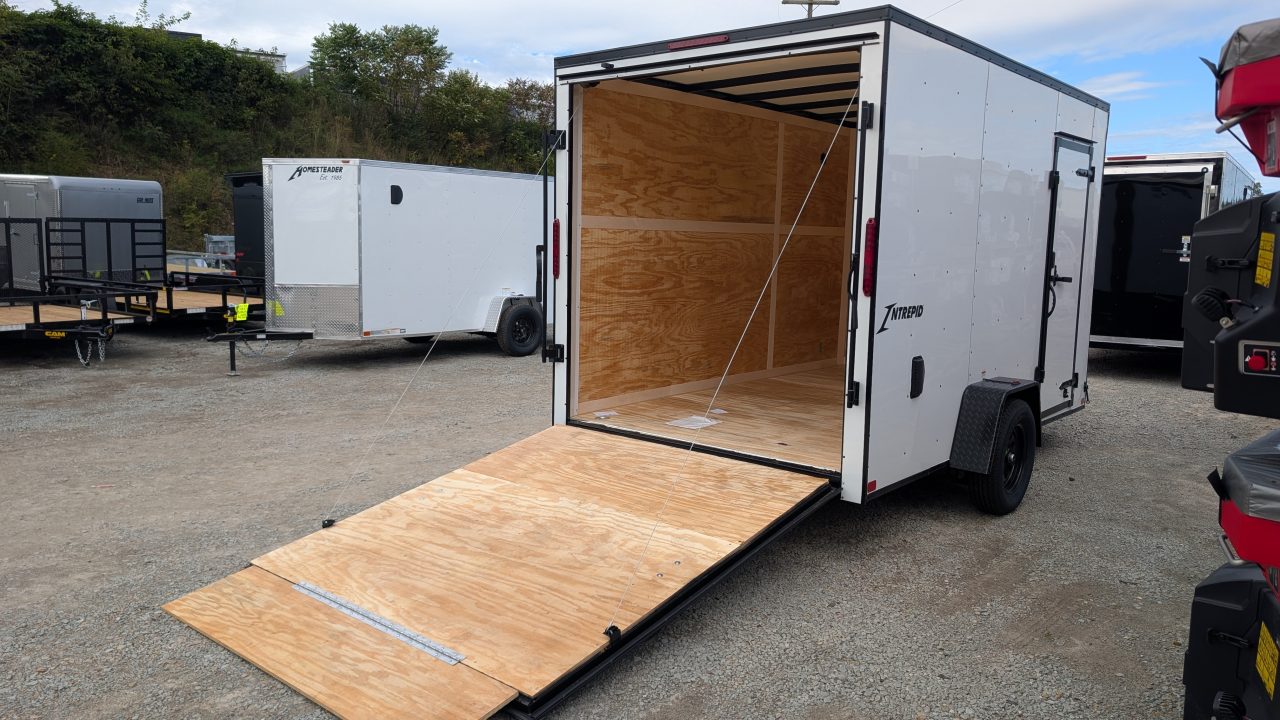 New 2027 Homesteader 7x12 Intrepid V-Nose Cargo Trailer w/ Ramp Door & BRAKES (84" INSIDE)