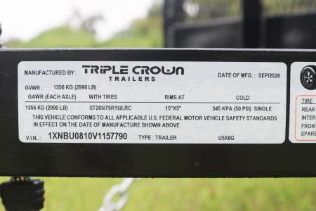 New 2027 5X8 Triple Crown Utility Trailer