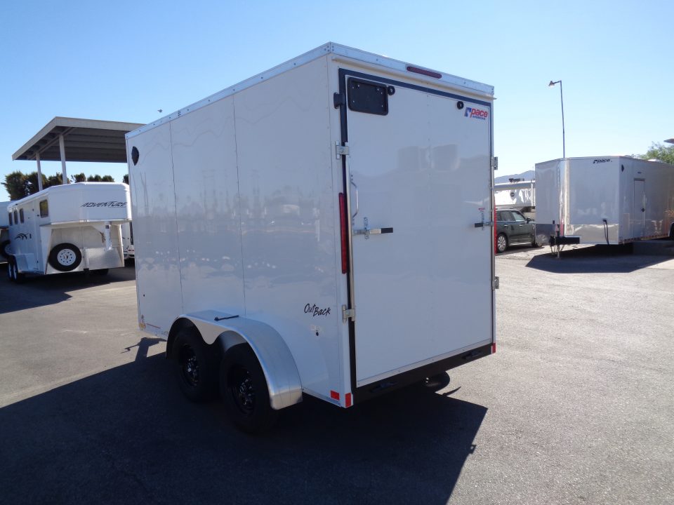 New 2027 Pace American - Out Back DLX - 6x12 V-Nose Tandem Axle 7k Cargo Trailer w/ Rear Ramp Door