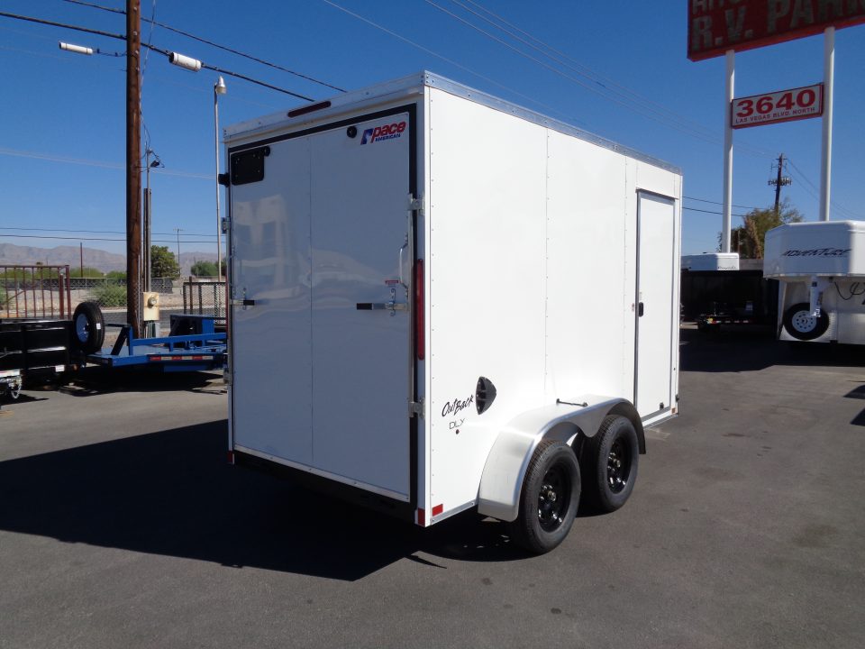 New 2027 Pace American - Out Back DLX - 6x12 V-Nose Tandem Axle 7k Cargo Trailer w/ Rear Ramp Door