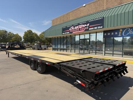New #144780 2026 MP CUSTOMS 40 X 102 TANDEM AXLE 14K FLATBED GOOSENECK W/ MAXX RAMPS