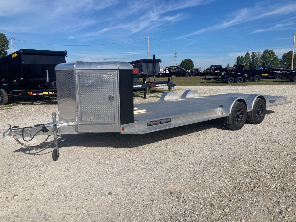 Used 2024 Aluma 82X22 TANDEM 9.9K ALUMINUM CARHAULER W/ ALUM FLOOR, IN FLOOR LIGHTS, ROCK SHIELD & SLIDE IN RAMPS Car Hauler