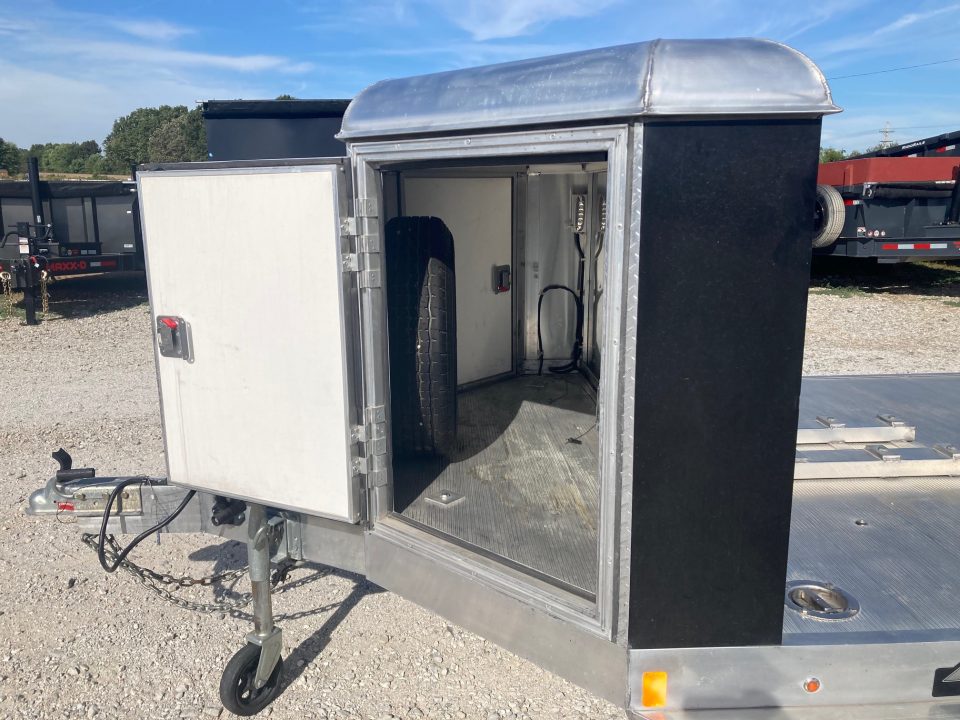 Used 2024 Aluma 82X22 TANDEM 9.9K ALUMINUM CARHAULER W/ ALUM FLOOR, IN FLOOR LIGHTS, ROCK SHIELD & SLIDE IN RAMPS Car Hauler