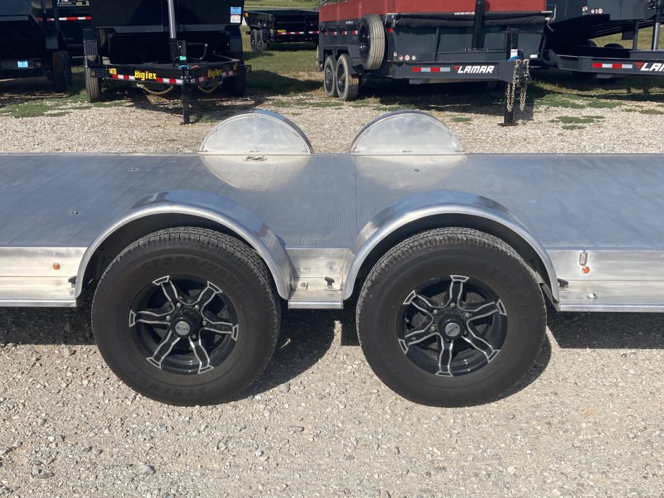 Used 2024 Aluma 82X22 TANDEM 9.9K ALUMINUM CARHAULER W/ ALUM FLOOR, IN FLOOR LIGHTS, ROCK SHIELD & SLIDE IN RAMPS Car Hauler