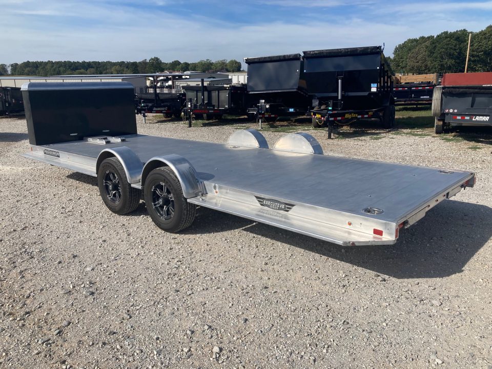Used 2024 Aluma 82X22 TANDEM 9.9K ALUMINUM CARHAULER W/ ALUM FLOOR, IN FLOOR LIGHTS, ROCK SHIELD & SLIDE IN RAMPS Car Hauler