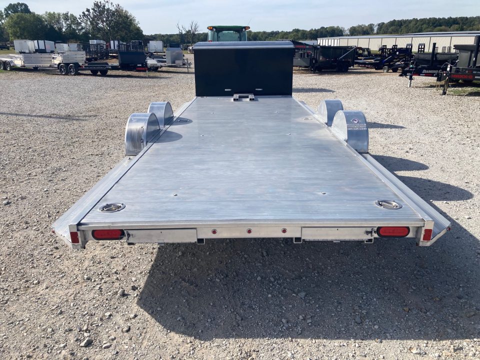 Used 2024 Aluma 82X22 TANDEM 9.9K ALUMINUM CARHAULER W/ ALUM FLOOR, IN FLOOR LIGHTS, ROCK SHIELD & SLIDE IN RAMPS Car Hauler