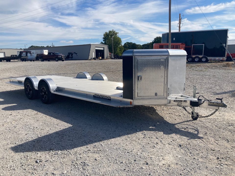 Used 2024 Aluma 82X22 TANDEM 9.9K ALUMINUM CARHAULER W/ ALUM FLOOR, IN FLOOR LIGHTS, ROCK SHIELD & SLIDE IN RAMPS Car Hauler