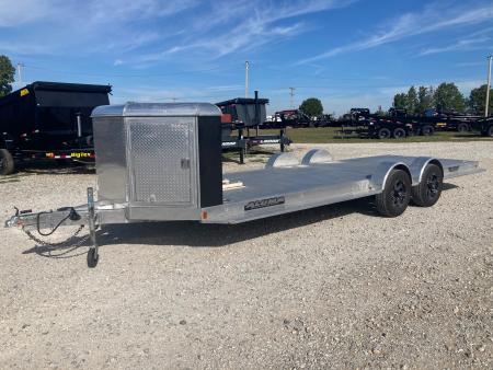 Used 2024 Aluma 82X22 TANDEM 9.9K ALUMINUM CARHAULER W/ ALUM FLOOR, IN FLOOR LIGHTS, ROCK SHIELD & SLIDE IN RAMPS Car Hauler