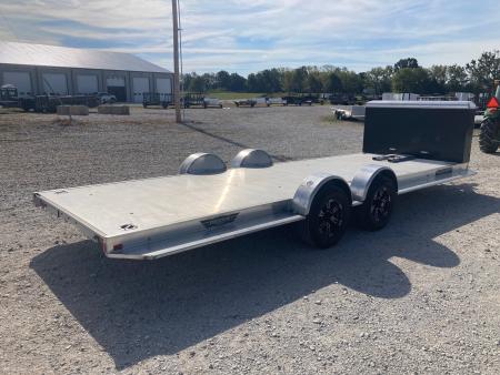Used 2024 Aluma 82X22 TANDEM 9.9K ALUMINUM CARHAULER W/ ALUM FLOOR, IN FLOOR LIGHTS, ROCK SHIELD & SLIDE IN RAMPS Car Hauler