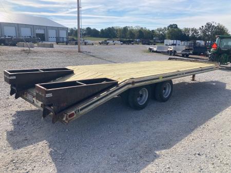 Used 1984 Trail King 102X24 TANDEM 25K PINTLE W/ FLIP OVER RAMPS Deckover Trailer