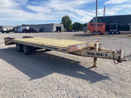 Used 1984 Trail King 102X24 TANDEM 25K PINTLE W/ FLIP OVER RAMPS Deckover Trailer