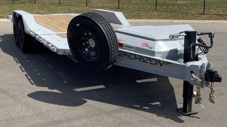 New HORIZON 22’x 102” CLOUD GRAY ETZ GRAVITY TILT DECK EQUIPMENT TRAILER Drive Over Fenders-17K (GVWR), in Deck Storage