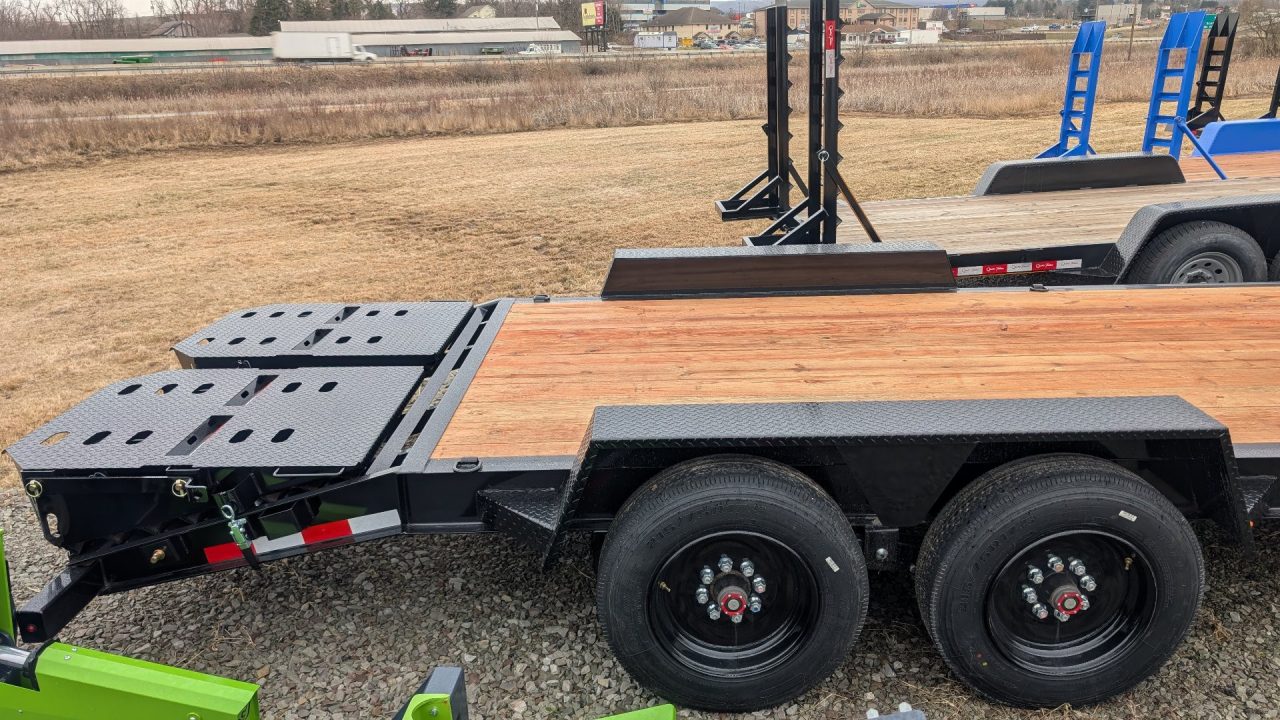 New 2027 BWise 22' (19+3) HD Lo Pro Equipment Hauler w/ Full Width Self Leveling Ramps & Self Cleaning Dove Tail