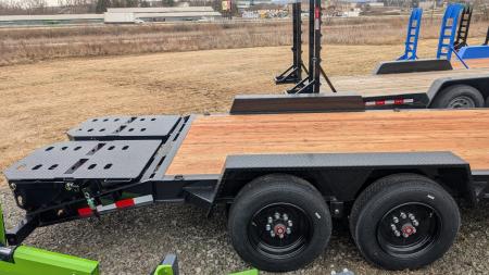 New 2027 BWise 22' (19+3) HD Lo Pro Equipment Hauler w/ Full Width Self Leveling Ramps & Self Cleaning Dove Tail