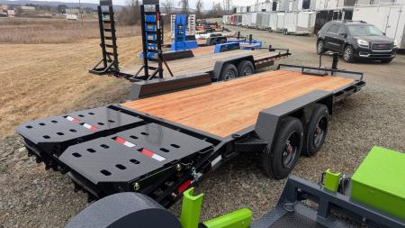 New 2027 BWise 22' (19+3) HD Lo Pro Equipment Hauler w/ Full Width Self Leveling Ramps & Self Cleaning Dove Tail