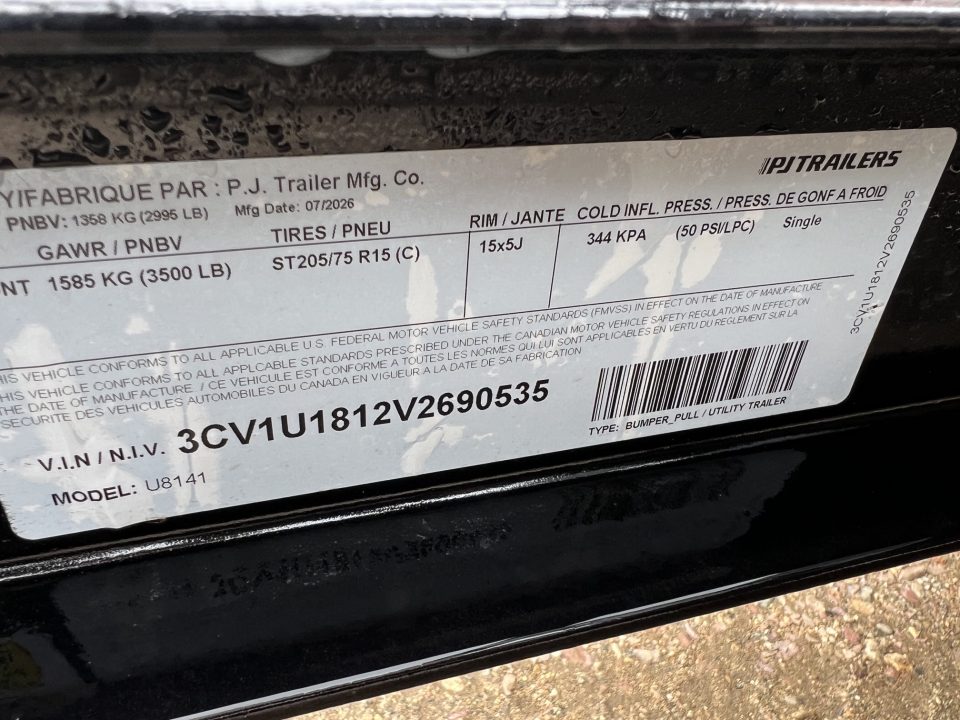 New 2027 PJ Trailers 14' ATV Utility U8 Utility Trailer