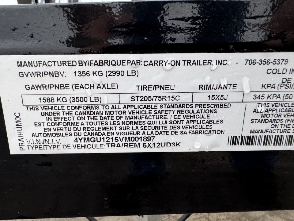 New 2027 Commander Trailers 6X12UD3K Utility Trailer
