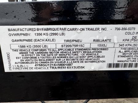 New 2027 Commander Trailers 6X12UD3K Utility Trailer