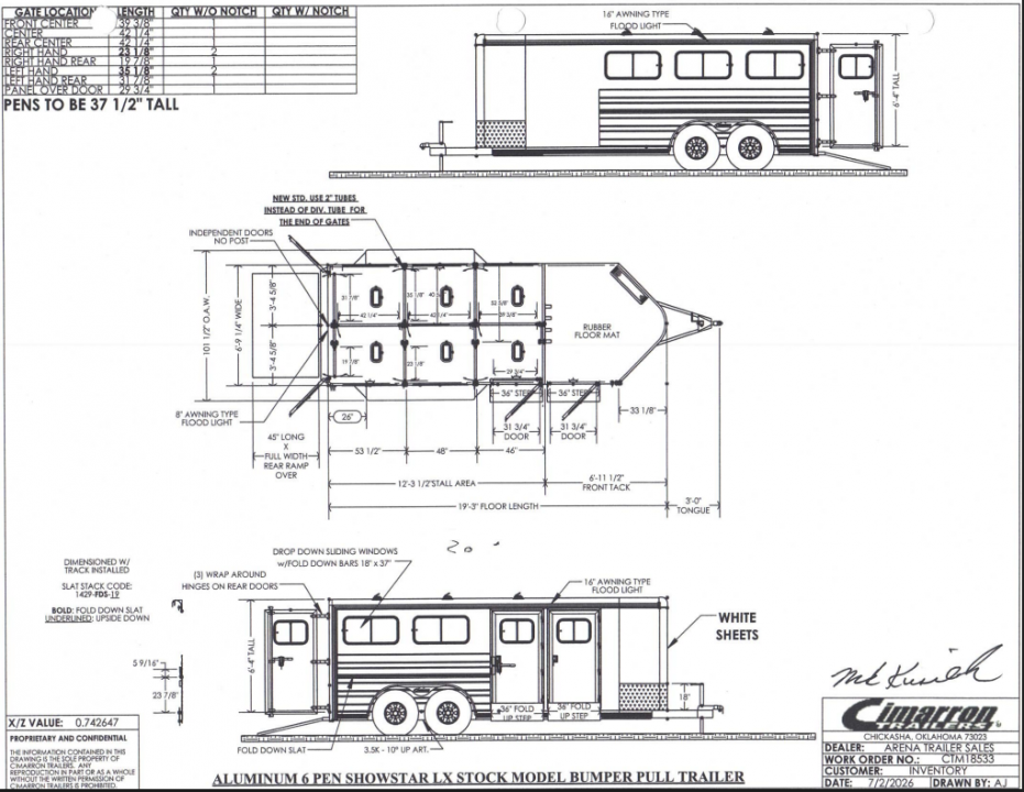 New 2027 Cimarron Trailers 6 Pen Showstar LX Stock Bumper Pull Pen Trailer