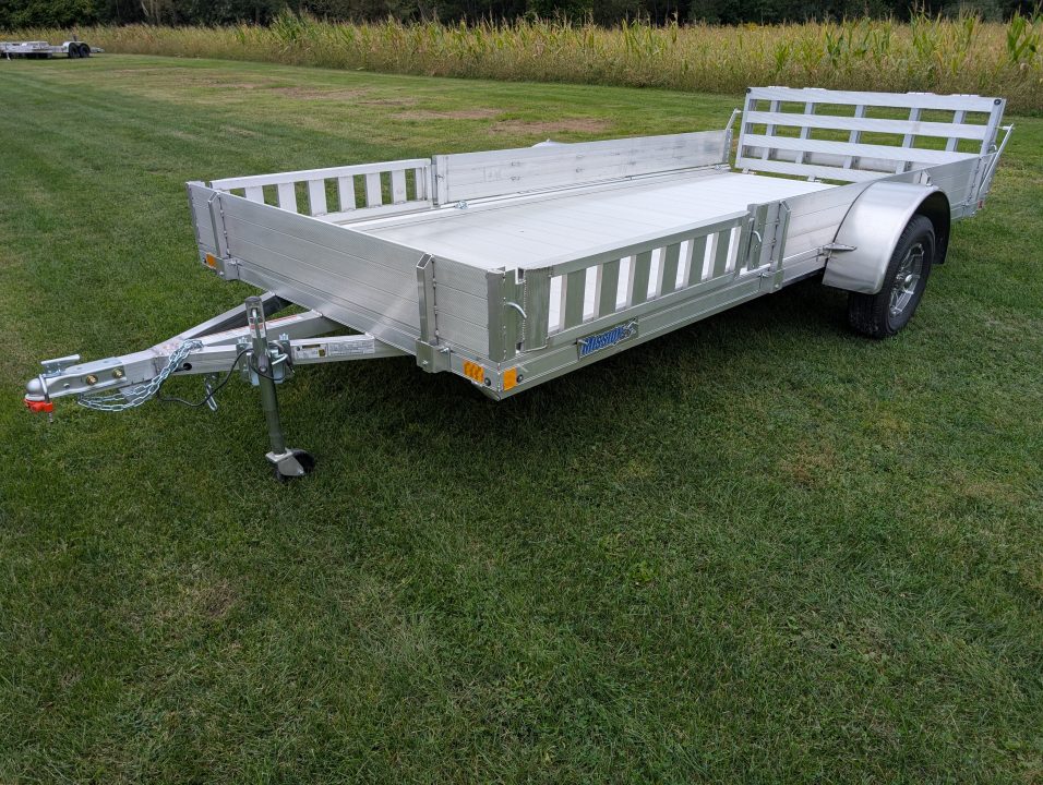 New 2027 Mission MU 80X14 AR 2.0 ATV Trailer 15 FOOT ATV, 2990 LB. GVW, BIFOLD REAR GATE, SIDE RAMPS, ALUMINUM WHEELS, NEW