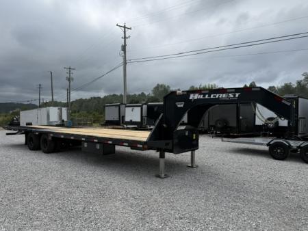 New HillCrest Gooseneck 20+12 Auto Latching Hydraulic Dovetail- 25.9K W/ Hyd Jacks, 14 Ply Tires, & Underslung Toolbox